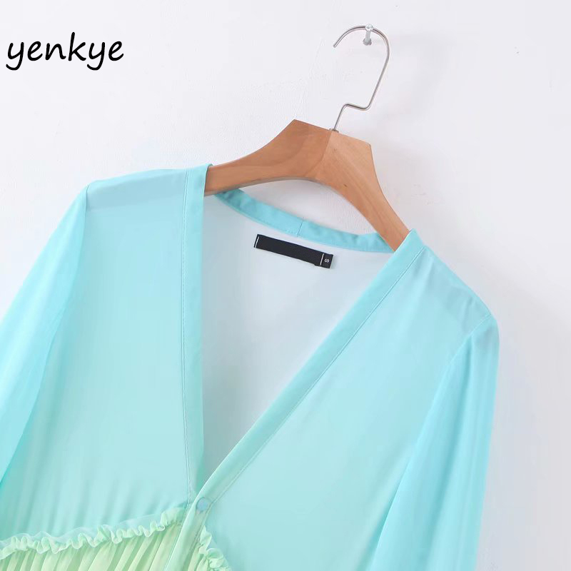 Summer Dress Women Gradient Multicolor Holiday Long Dress Romantic Lady Tassel Cuffs V Neck A-line Boho Beach Dress 210515