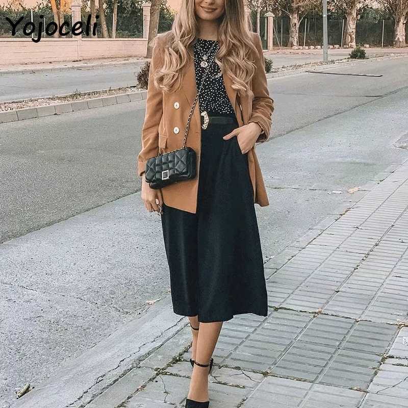 Yojoceli trendy double breased blazers coat women streetwear outerwear jacket female 210609