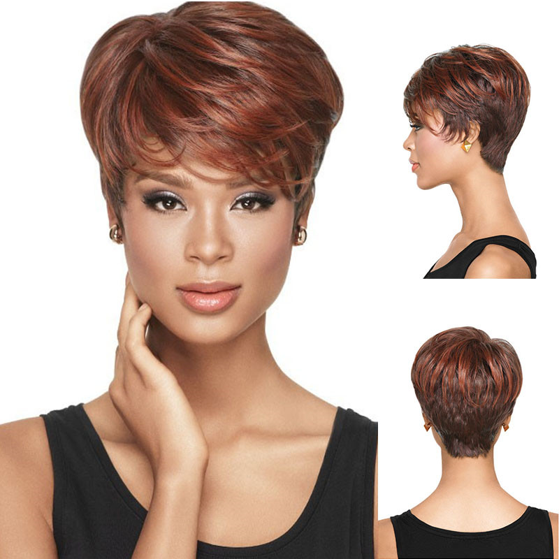 Ladies Short Brown Synthetic Wig Pixie Layered Short Brown Straight Wig With Bangs For Women Daily Party Use, Black
Ladies Short Brown Synthetic Wig Pixie Layered Short Brown Straight Wig With Bangs For Women Daily Party Use, Black