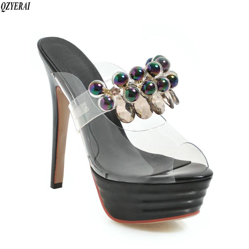 Slippers Spring/summer Women's Pearl, 13cm Heels Waterproof Platform Sexy Shoes Size 34-43, Black 
Slippers Spring/summer Women's Pearl, 13cm Heels Waterproof Platform Sexy Shoes Size 34-43, Black