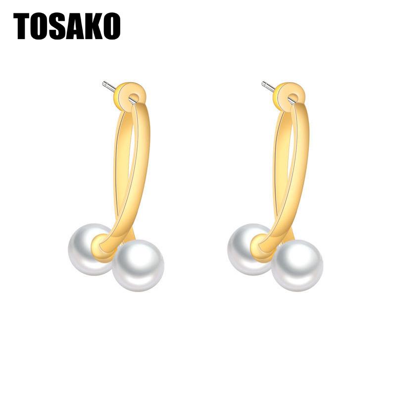 Stud TOSAKO Earrings Gold Plated Fashion Personality Pearl Wedding Engagement, Golden;silver
Stud TOSAKO Earrings Gold Plated Fashion Personality Pearl Wedding Engagement, Golden;silver