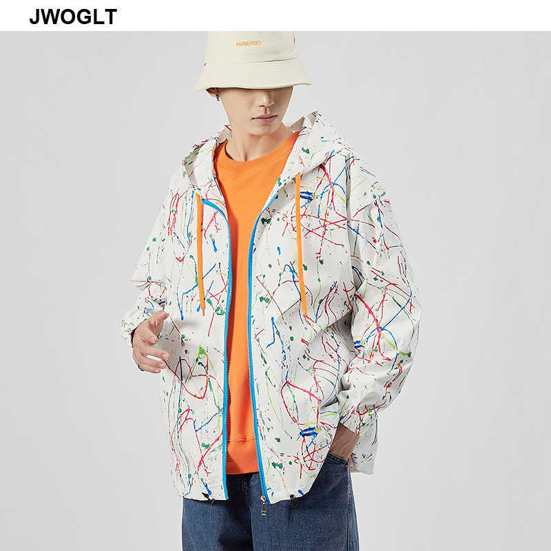 Autumn Harajuku Men's Zipper Hoody Bomber Jacket Male Casual Streetwear Loose Graffiti Printed Coats 4XL 5XL 210528