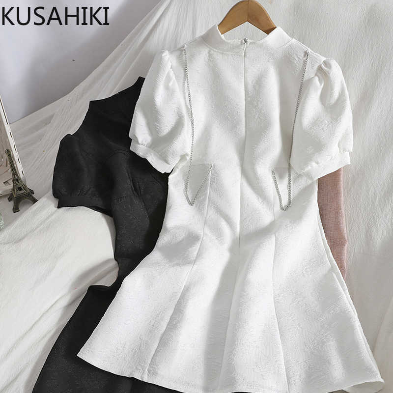 KUSAHIKI Korean Chain Stand Neck Dresses Slim Waist Elegant Women Dress Summer Fashion Solid Vestidos Mujer 6H111 210602, White
KUSAHIKI Korean Chain Stand Neck Dresses Slim Waist Elegant Women Dress Summer Fashion Solid Vestidos Mujer 6H111 210602, White