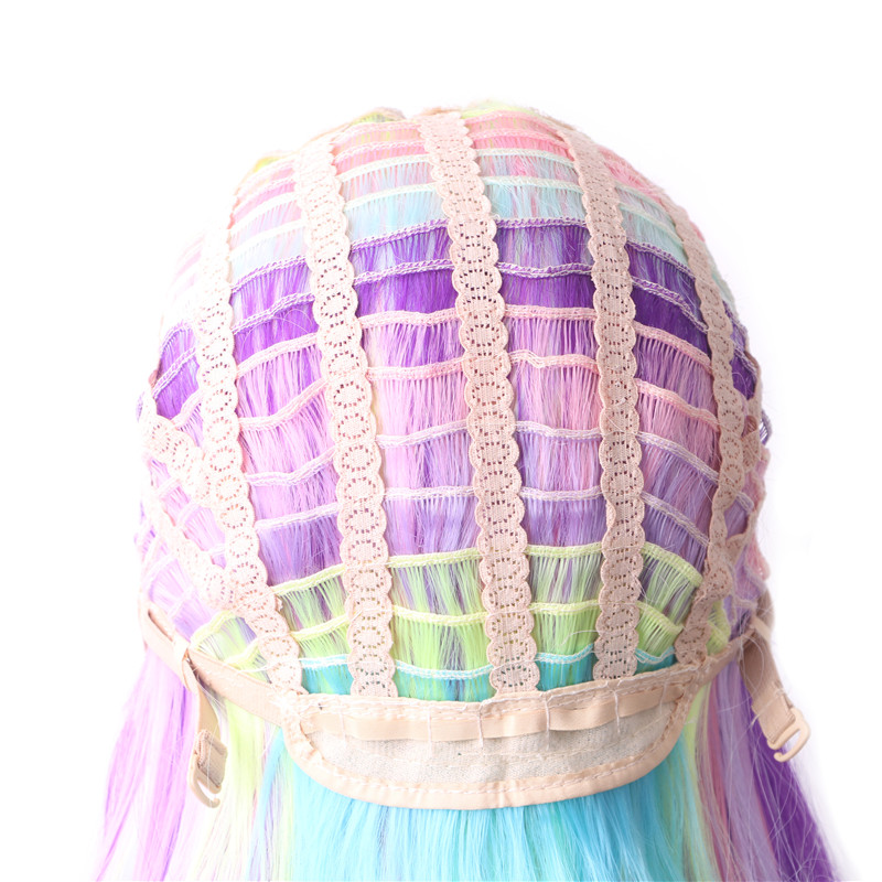 WoodFestival Purple Wavy Colored Wigs For Women Rainbow Synthetic Wig Female Cosplay Long Hair Pink Red Blue Orange Green Grey Brown
