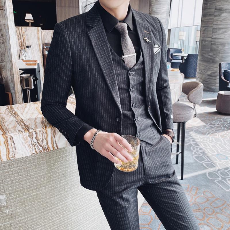 Men's Suits & Blazers Male British Fashion Stripe Suit Korean Single Row One Buckle Three Piece Sets Business Professional Terno Masculino S, Blue
Men's Suits & Blazers Male British Fashion Stripe Suit Korean Single Row One Buckle Three Piece Sets Business Professional Terno Masculino S, Blue