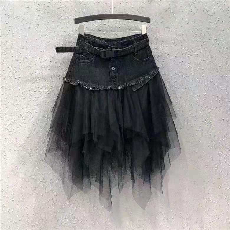 Skirts 2021 Arrival Summer European Style Women Loose Casual High Waist A-line Skirt Gauze Patchwork Cotton Denim W109 WBQV, Black
Skirts 2021 Arrival Summer European Style Women Loose Casual High Waist A-line Skirt Gauze Patchwork Cotton Denim W109 WBQV, Black