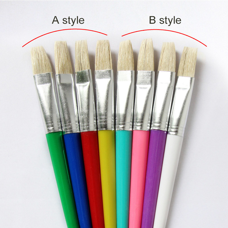 Paint Brush For Children Oil Watercolor Painting Candy Color 4Pcs Gouache Drawing Art Supply Plastic Handel Bristel Brushes