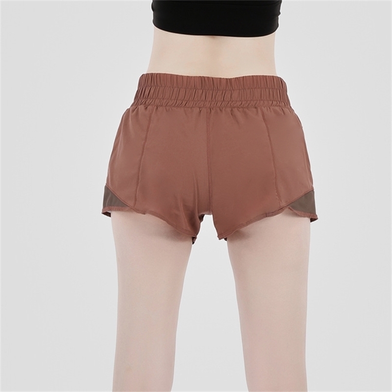 Women Stretch Short Low Waist Shorts with Zipper Pocket Butter Soft Fabric mesh Net Yarn Stitching Reflective shorts 1 SIZE up 210714