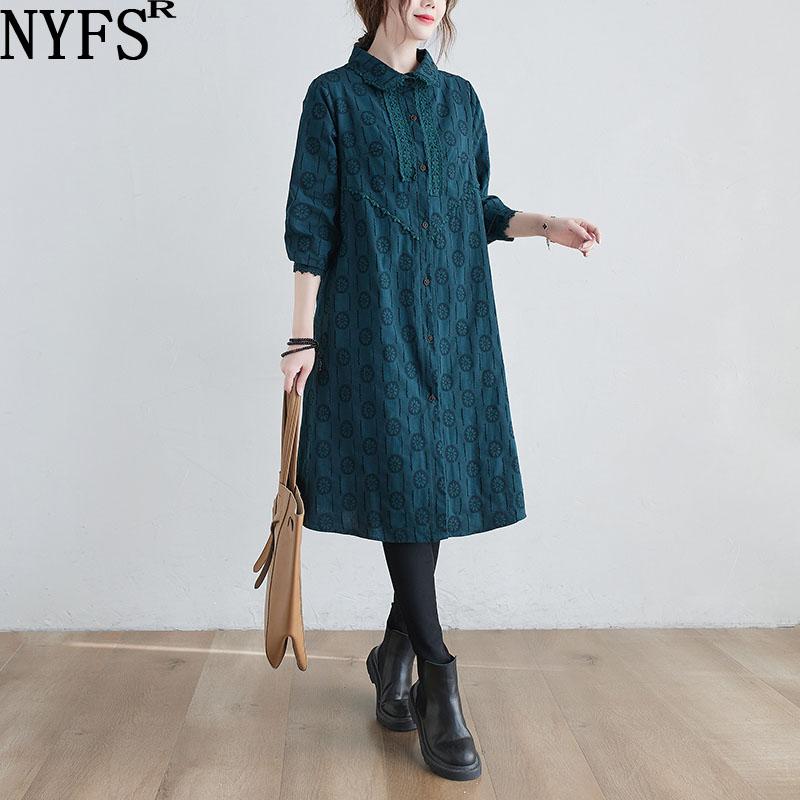 Casual Dresses NYFS 2021 Spring Autumn Korean Embroidery Woman Dress Vestido De Mulher Robe Loose Shirt, Black;gray
Casual Dresses NYFS 2021 Spring Autumn Korean Embroidery Woman Dress Vestido De Mulher Robe Loose Shirt, Black;gray