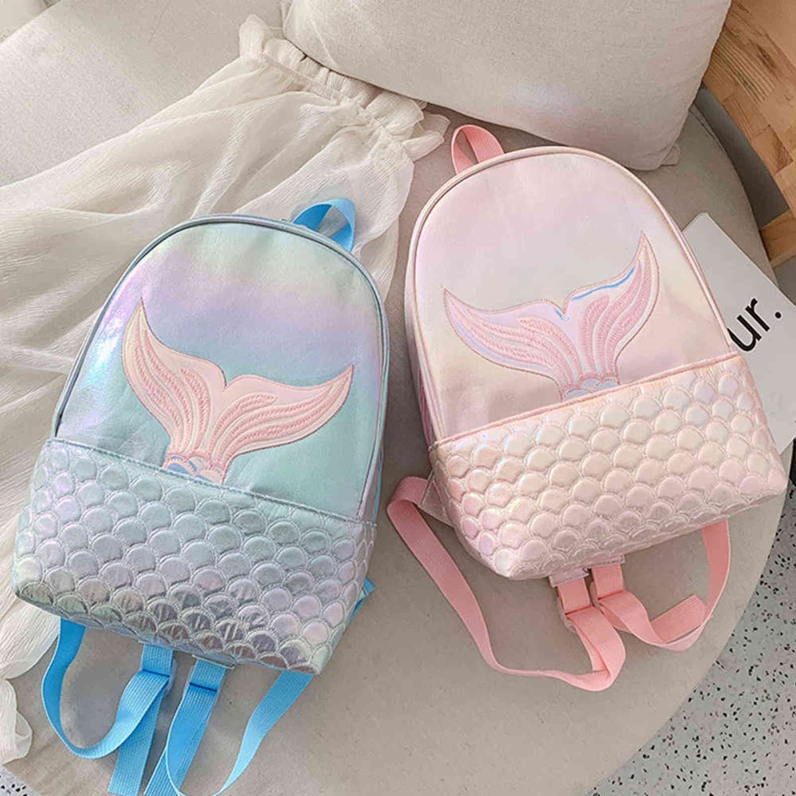 2020 New Women Girl Sequin Backpack School Travel Shoulder Rucksack Bag Mermaid Schoolbag Y1105