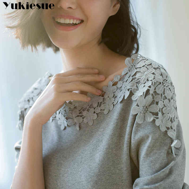 Women Lace Blouse embroidery Female Tops Chiffon Shirt Summer long Sleeve Blusa Feminina Hollow Top Ladies Plus Size 210518, Gray
Women Lace Blouse embroidery Female Tops Chiffon Shirt Summer long Sleeve Blusa Feminina Hollow Top Ladies Plus Size 210518, Gray