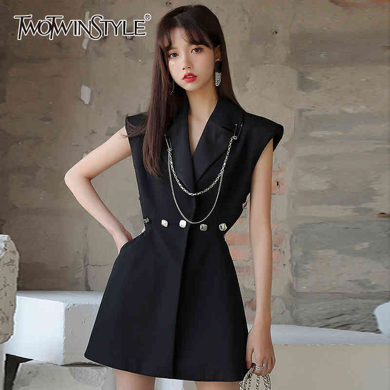 Elegant Black Vest For Women Lapel Sleeveless Hollow Out Patchwork Chain Coats Female Summer Fashion Style 210524
Elegant Black Vest For Women Lapel Sleeveless Hollow Out Patchwork Chain Coats Female Summer Fashion Style 210524
