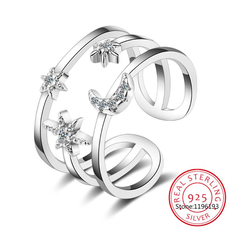 Cluster Rings Real 925 Sterling Silver 3 Layer Star Moon Dazzling CZ Adjustable For Women Wedding Party S925 Jewelry DA1510
Cluster Rings Real 925 Sterling Silver 3 Layer Star Moon Dazzling CZ Adjustable For Women Wedding Party S925 Jewelry DA1510