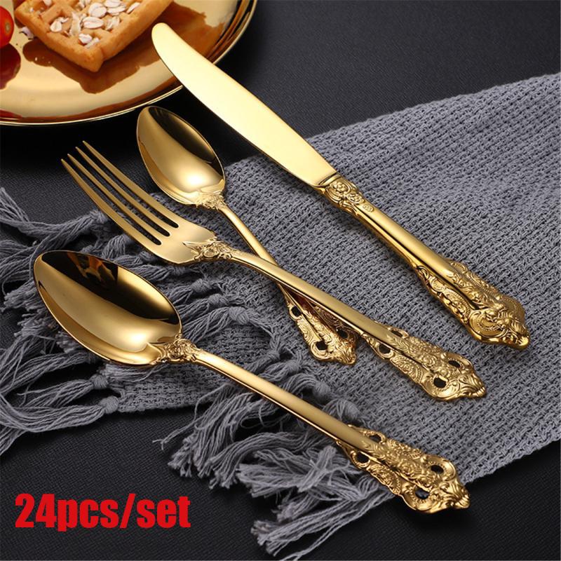 Dinnerware Sets 24pcs Stainless Steel Flatware Royal Gold Cutlery Silverware Wedding Festival Christmas Party In Gift Box Spoon Set, 6 sets 24pcs silver
Dinnerware Sets 24pcs Stainless Steel Flatware Royal Gold Cutlery Silverware Wedding Festival Christmas Party In Gift Box Spoon Set, 6 sets 24pcs silver