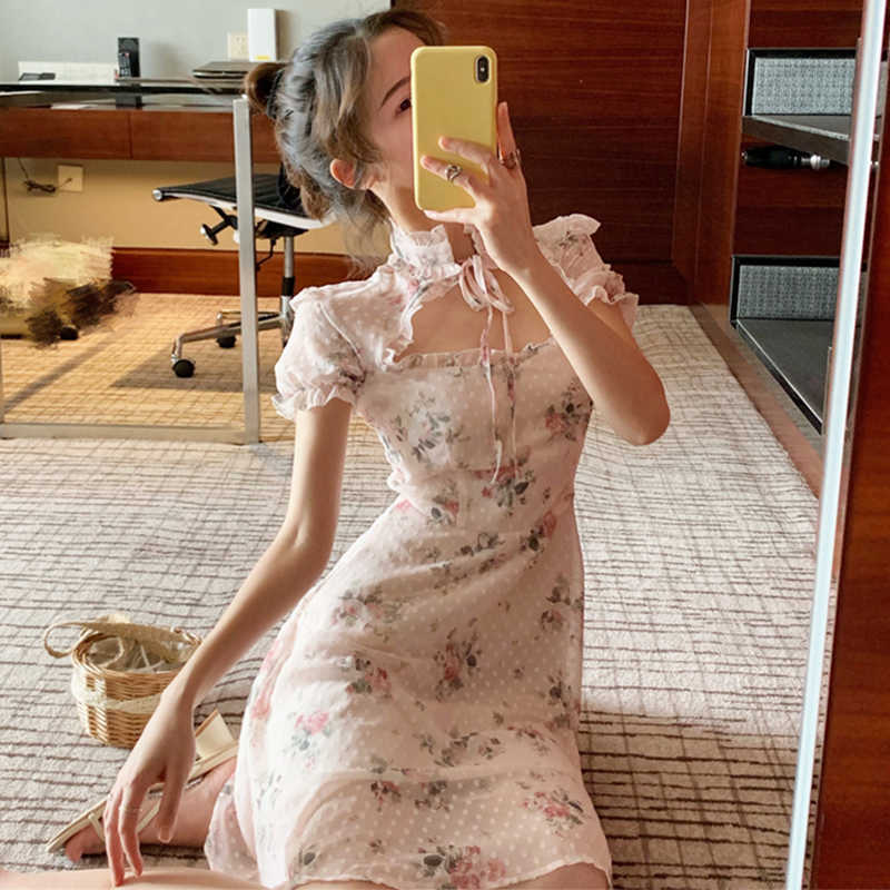 Summer Korean ins fashion sweet floral short-sleeved dress Vintage female ulzzang Harajuku high waist A-line casual 210608, Pink
Summer Korean ins fashion sweet floral short-sleeved dress Vintage female ulzzang Harajuku high waist A-line casual 210608, Pink