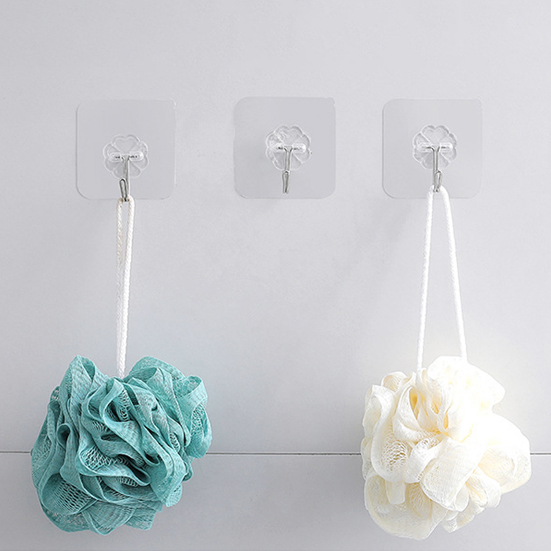 Seamless Hanging Hook Transparent Stainless Steel/PVC Oilproof Waterproof For Kitchen Bathroom Office Reusable Multi Purpose