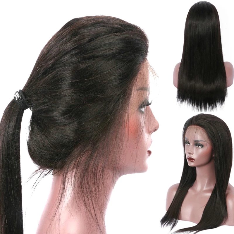 26 Inch Long Black/Brown/Blonde Straight Wigs Brazilian Human Hair for Black Women Heat Resistant Synthetic Lace Front Wig