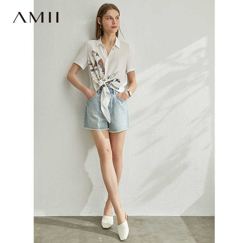 Minimalism Spring Summer Printed Women Blouse Causal Chiffon Lapel Single-breasted Female Shirt Tops 12080035 210527