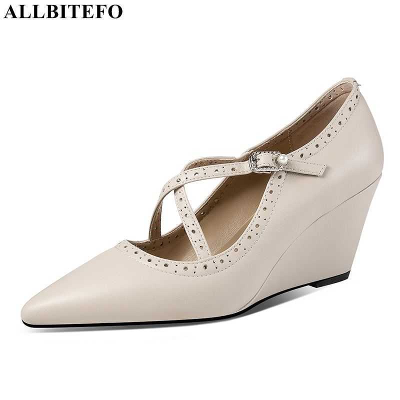 ALLBITEFO real genuine leather women heels shoes wedges heel pointed toe fashion leisure high heels high heel shoes basic shoes 210611, As picture
ALLBITEFO real genuine leather women heels shoes wedges heel pointed toe fashion leisure high heels high heel shoes basic shoes 210611, As picture