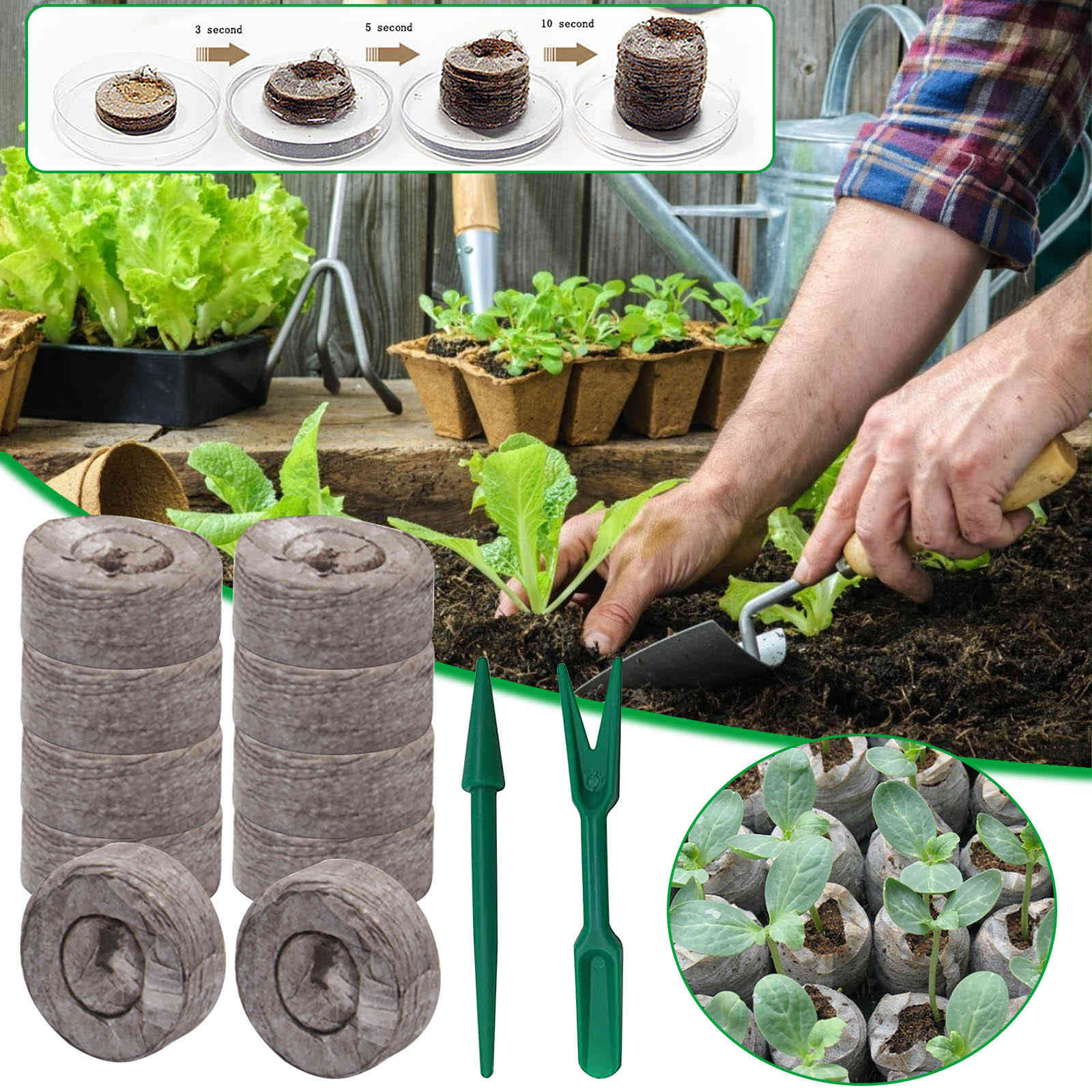10 pces/soil block seedlings pellets seed pallet plugues block soil bloc easy to operate the nutritional garden of soil peat pellets