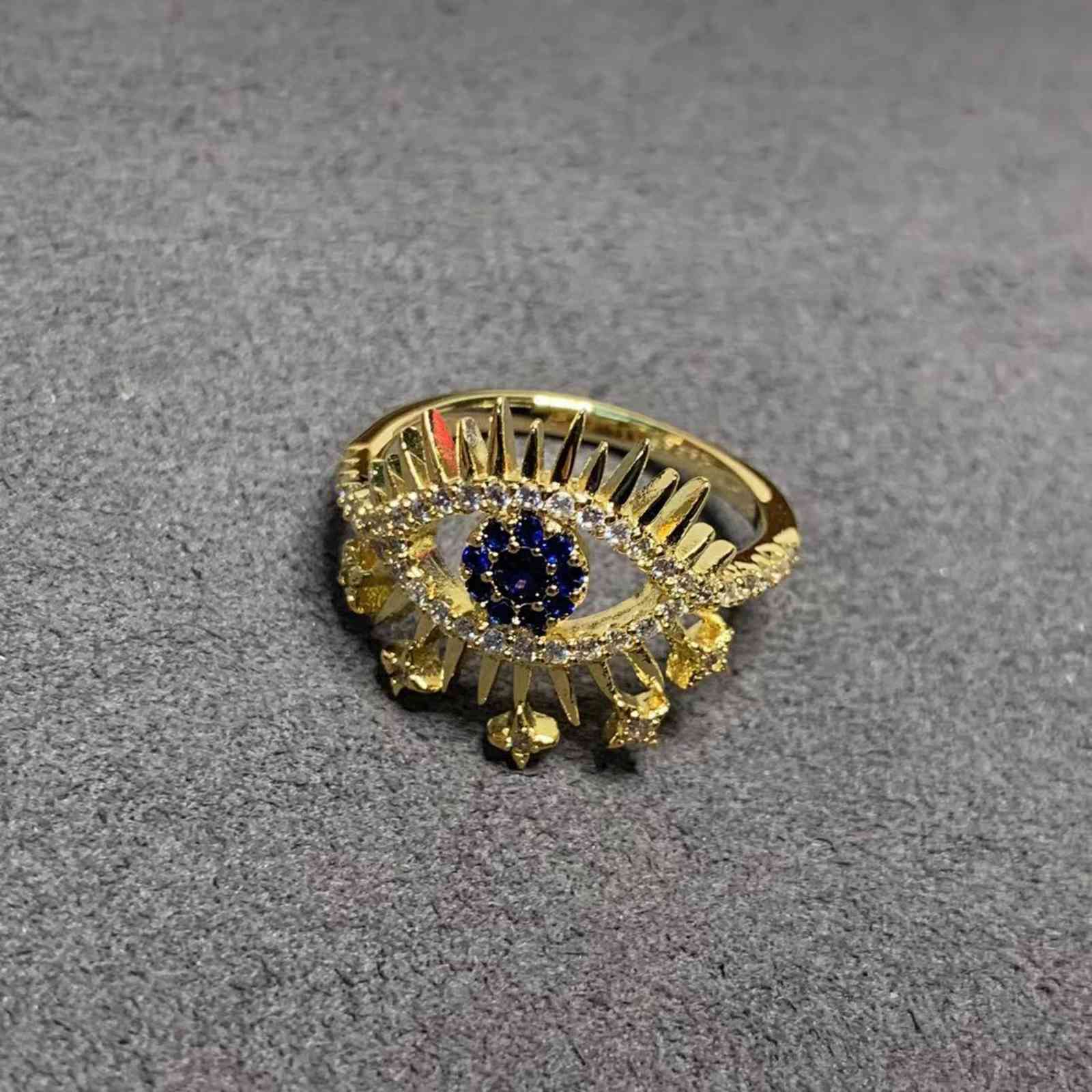 Family A's Devil's Eye Ring Female Gold-plated Minority Design Ins Simple and Straight Temperament