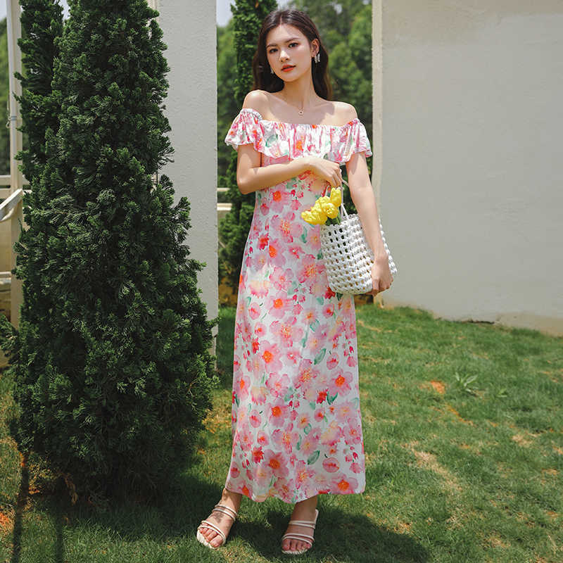 Fashion Printed Floral Sleeveless Dress Robe Beach Casual Plus Size Girl Long es Summer Woman Holiday 210601