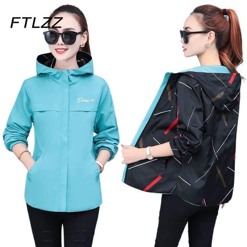 Woman Plus Size Jacket Spring Summer Hooded Long Sleeve Coats Female Casual Printing Two Sides Wear Korean Outwear Fall 210602, Lake blue
Woman Plus Size Jacket Spring Summer Hooded Long Sleeve Coats Female Casual Printing Two Sides Wear Korean Outwear Fall 210602, Lake blue