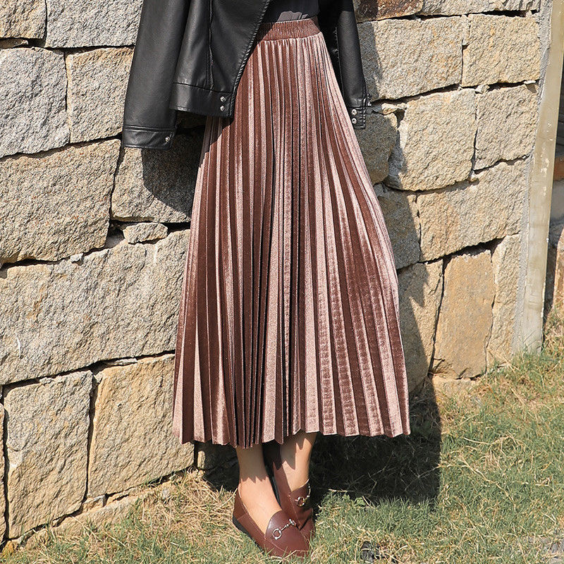 Pleated Long Skirt Women Fall Winter Korean Velvet High Waist Casual Loose Office Lady Clothes Bottoms Plus Size Midi Skirt, Random
Pleated Long Skirt Women Fall Winter Korean Velvet High Waist Casual Loose Office Lady Clothes Bottoms Plus Size Midi Skirt, Random