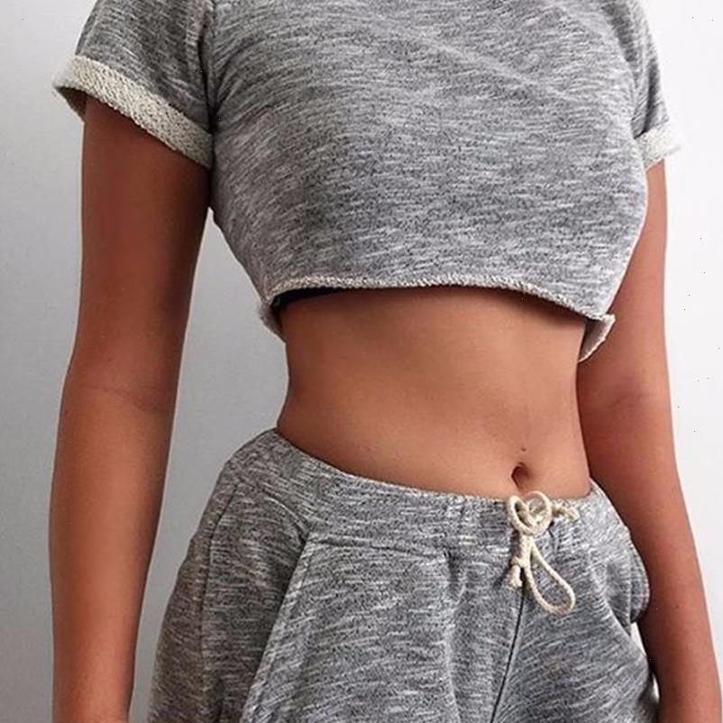 fashion womens tracksuits exposed navel suit shorts 2 piece set sports round neck short sleeve drawstring solid, Gray
fashion womens tracksuits exposed navel suit shorts 2 piece set sports round neck short sleeve drawstring solid, Gray