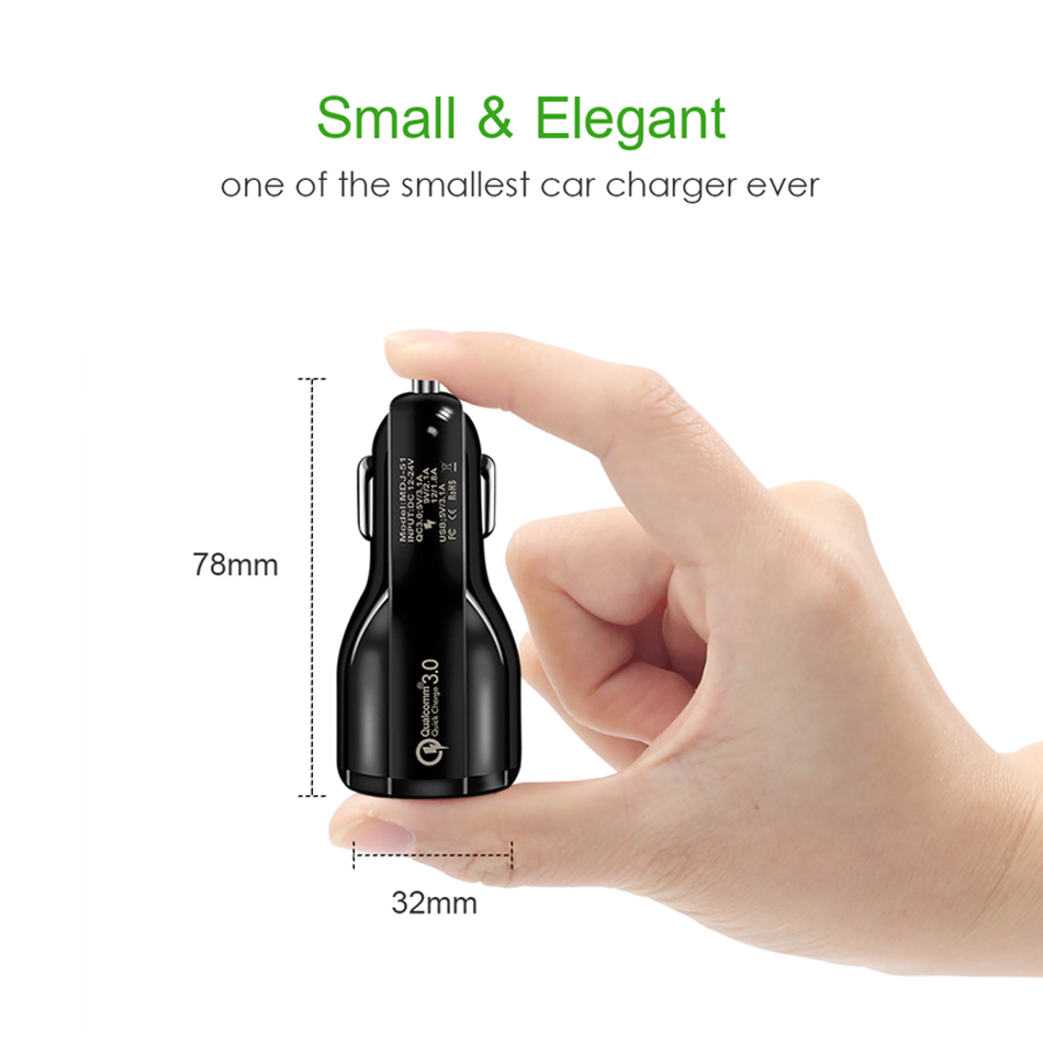 QC3.0 Dual USB Auto Charge 5V3A Turbo Fast Charging Mobile Phone Charger For iPhone Xiaomi Car Adapter