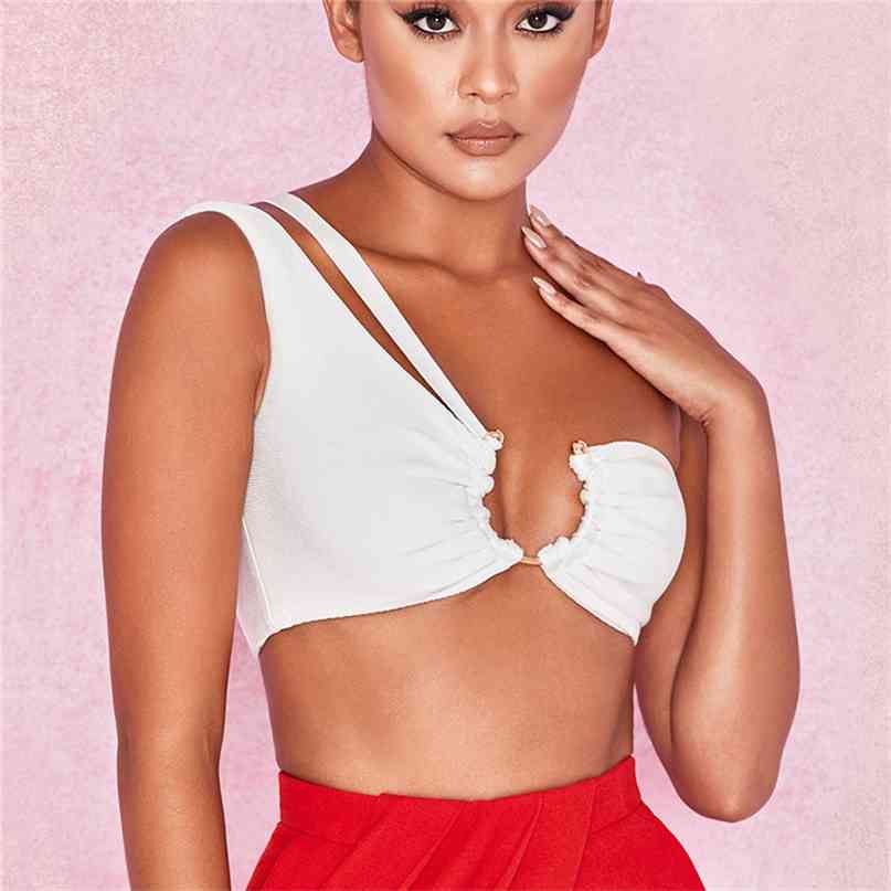 women's solid color camisole metal decorative tube top single shoulder strap vest sexy summer clothing 210607, White
women's solid color camisole metal decorative tube top single shoulder strap vest sexy summer clothing 210607, White