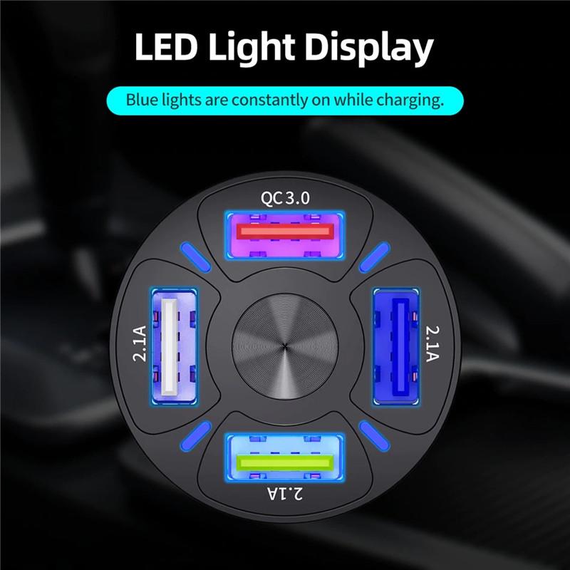 4 Ports USB Car Charger 48W Quick 7A Mini Fast Charging For iPhone 13 Xiaomi Huawei Mobile Phone Charge Adapter in Car