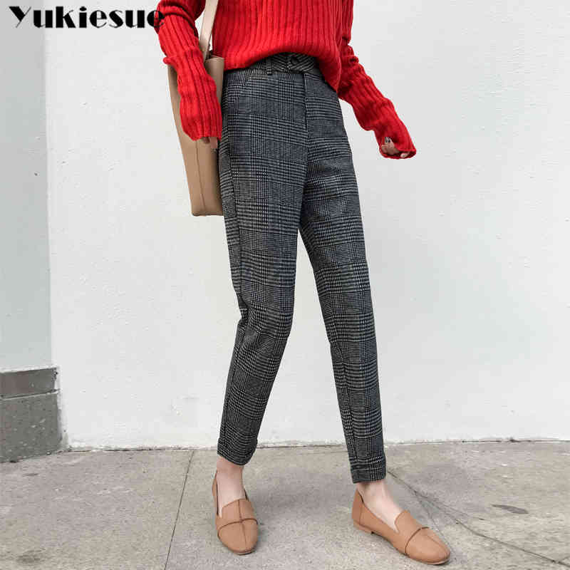 streetwear winter wool women' loose pants female high waist plaid harem pants capris for women trousers woman Plus size 210519
streetwear winter wool women' loose pants female high waist plaid harem pants capris for women trousers woman Plus size 210519