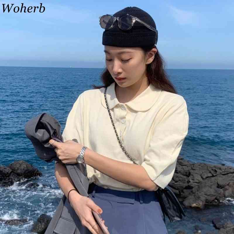 Korean Chic Short Puff Sleeve T-shirt Women Summer Casual All Match Vintage Tops Fashion Clothes Woman T Shirts 210422