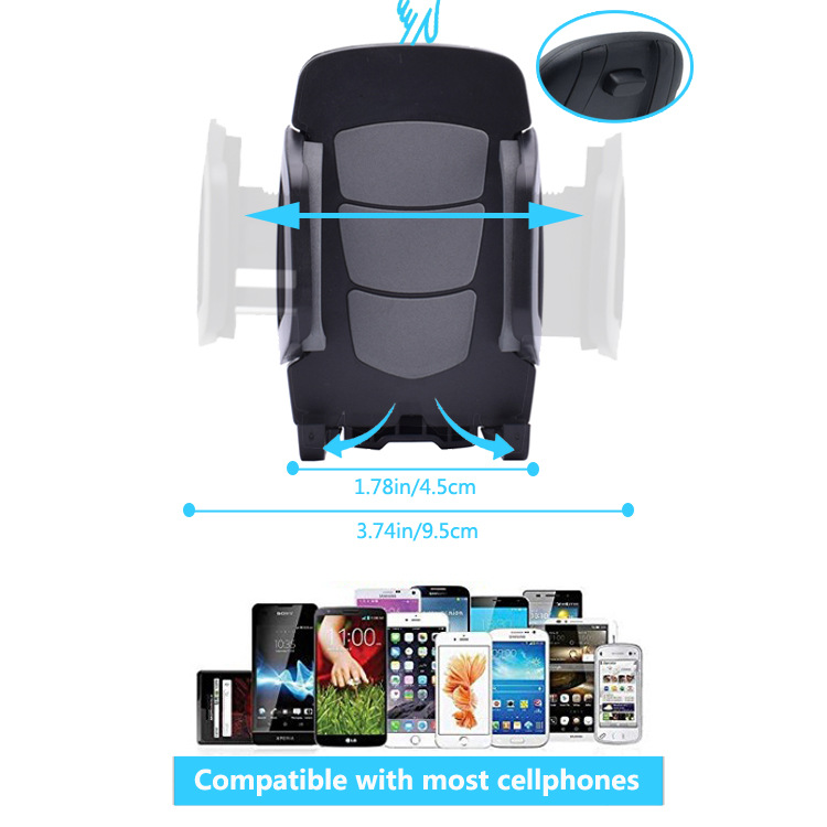 360 Degree Car Cup Holder Mobile Phone Mount Adjustable Angle Height Stand for IPhone Samsung Cellphone