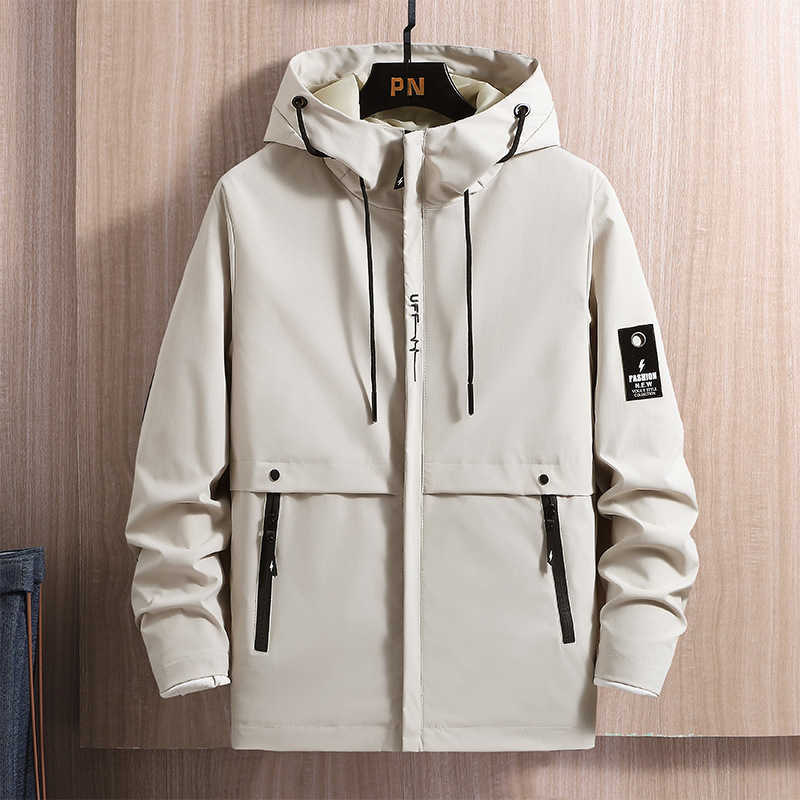 EAEOVNI Mens Hooded Jacket Autumn Winter Casual Hoodie Solid Color Man Jackets Long Sleeve Japanese Streetwear Men Clothing 210818