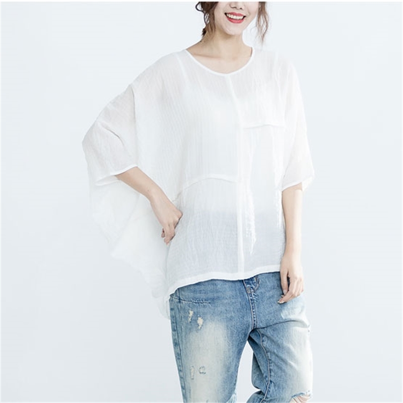 Plus Size Women Tops 100% cotton Batwing Sleeve Loose T-shirt Lady Large Vintage Casual Tees Female Clothing Z1209 210512