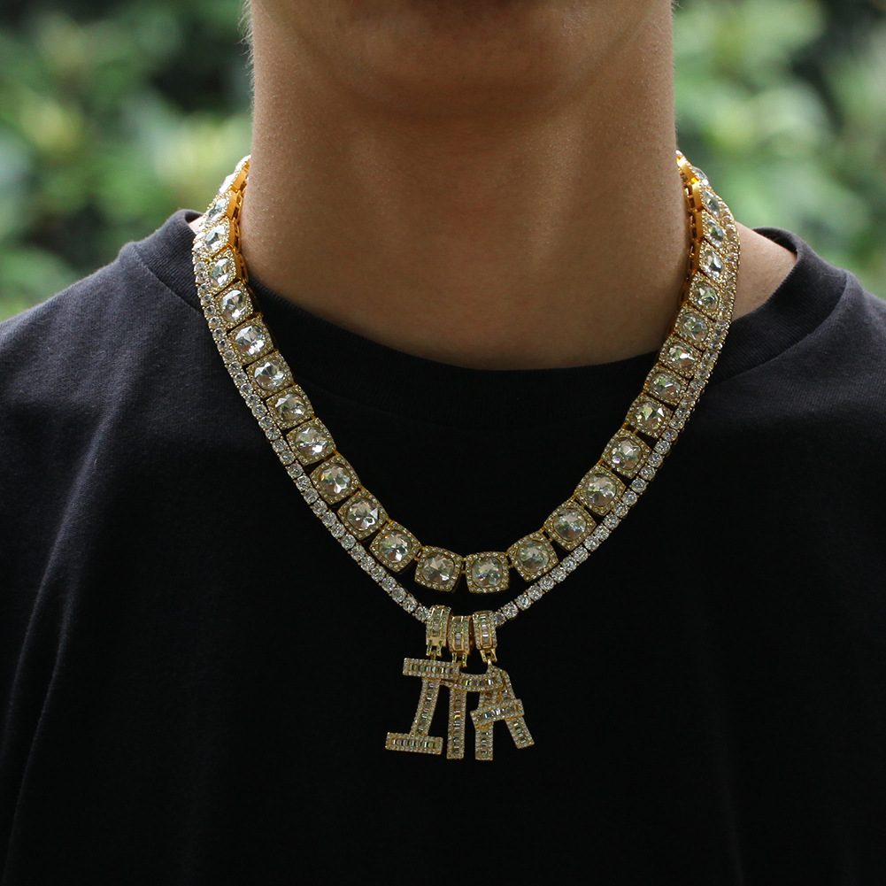 Hip Hop Jewellery Bread Diamond Pendant Necklace Custom Name Iced Out Chains Cubic Zirconia Copper Set With Diamonds Plating Letter