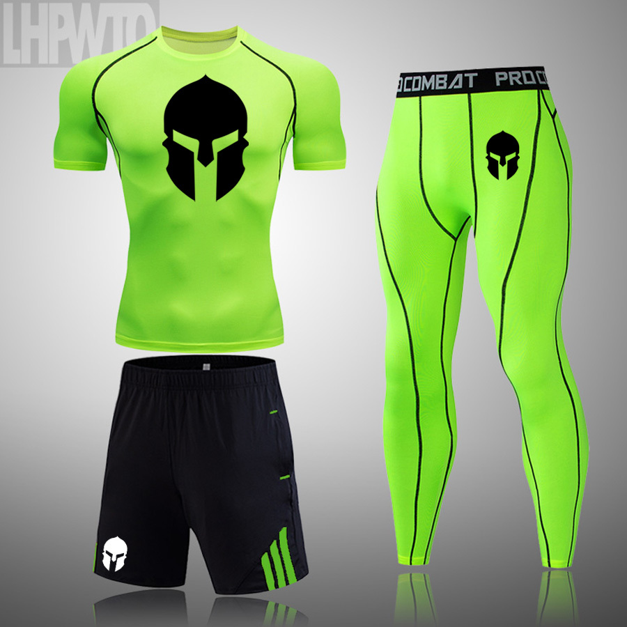 Spartan Men's Fitness Sports T-Shirt Jogging Shirt Short-Sleeved Men Clothing Tops Sports Compression Quick-Drying Sets 210319