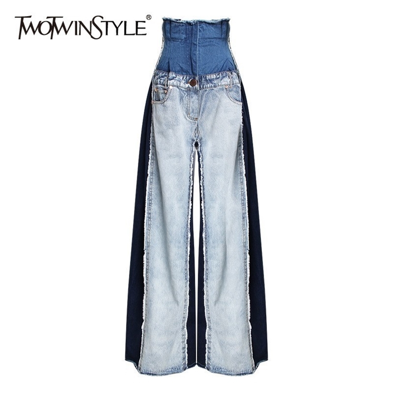 Casual Denim Patchwork Women Trousers High Waist Hit Color Big Size Wide Leg Pants Female Fashion Spring 210521, Blue
Casual Denim Patchwork Women Trousers High Waist Hit Color Big Size Wide Leg Pants Female Fashion Spring 210521, Blue