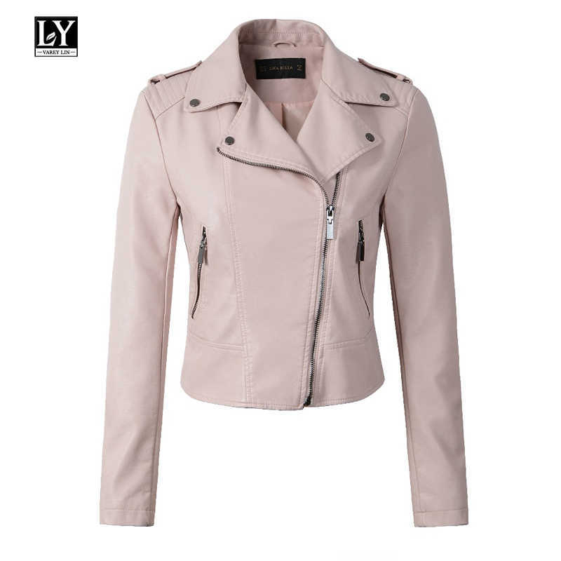 Ly Varey Lin Pu Women Leather Jacket Turn-down Collar Pink Faux Soft Coat Slim Lady Casual Black Outerwear 210526
Ly Varey Lin Pu Women Leather Jacket Turn-down Collar Pink Faux Soft Coat Slim Lady Casual Black Outerwear 210526