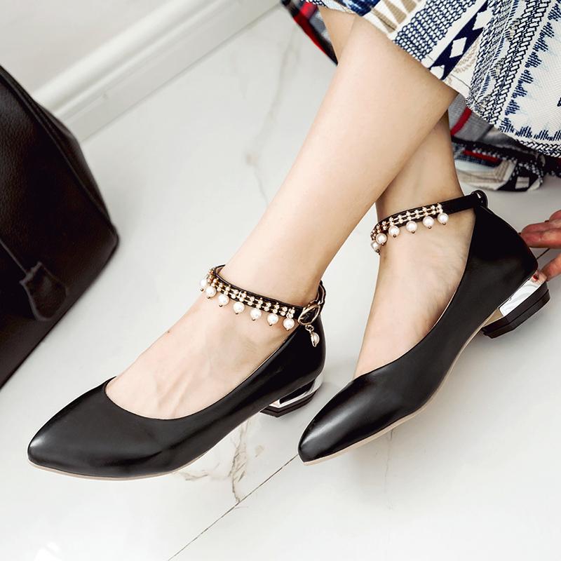 Dress Shoes Sexy Women Buckle Strap Low Heels Pumps Metsl Chains Pearls Pointed Toe D'Orsay For Woman Ladies Single Black
Dress Shoes Sexy Women Buckle Strap Low Heels Pumps Metsl Chains Pearls Pointed Toe D'Orsay For Woman Ladies Single Black