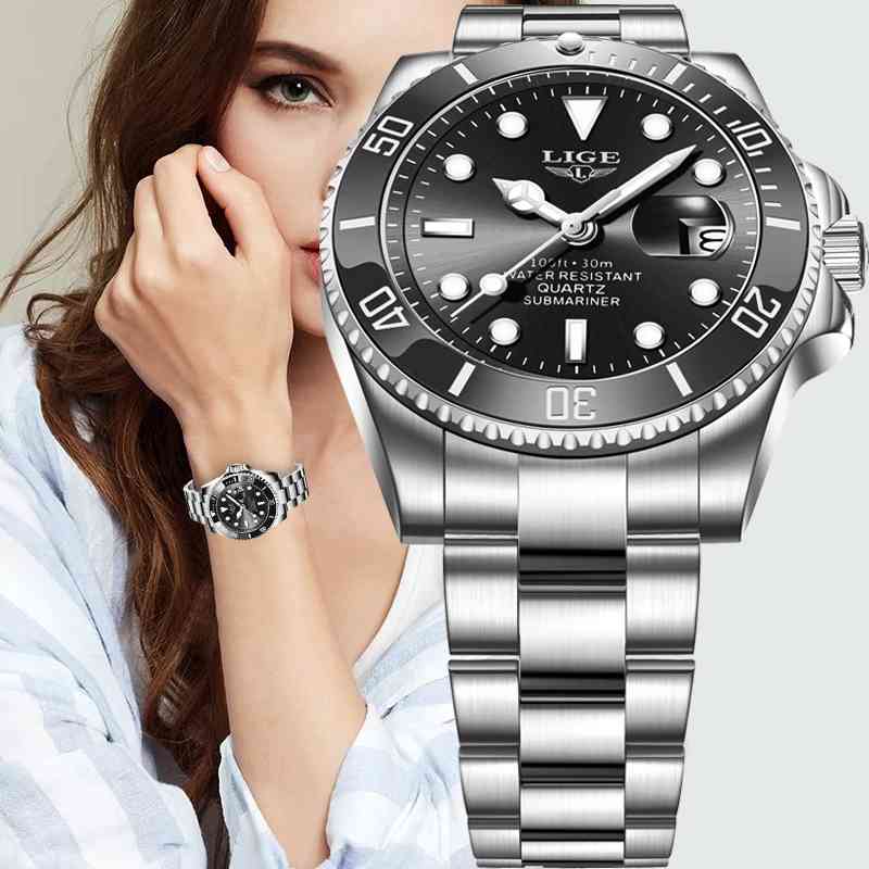 LIGE Women Watches Stainless Steel Clock Casual Fashion Watch Women Sport Waterproof Wristwatch Ladies Relogio Feminino 210517, Gold black
LIGE Women Watches Stainless Steel Clock Casual Fashion Watch Women Sport Waterproof Wristwatch Ladies Relogio Feminino 210517, Gold black