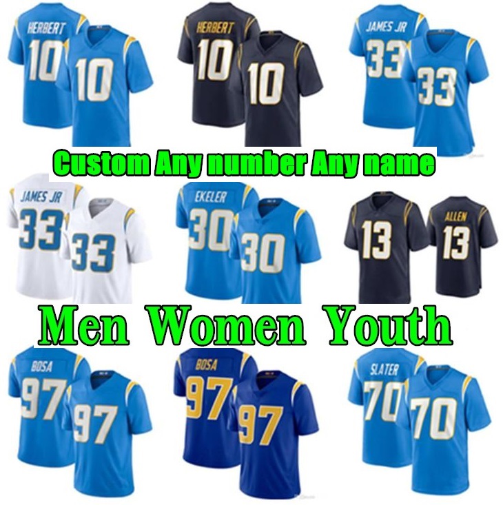 Customize Men Women Youth 10 Justin Herbert Men Women youth Football jersey 13 Keenan Allen 97 Joey Bosa Austin Ekeler 33 Derwin James Jr high quality Stitched jerseys, As shown in illustration
Customize Men Women Youth 10 Justin Herbert Men Women youth Football jersey 13 Keenan Allen 97 Joey Bosa Austin Ekeler 33 Derwin James Jr high quality Stitched jerseys, As shown in illustration