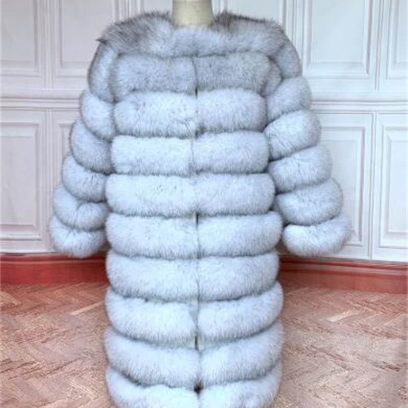 Natural Real Fox Fur Coat Winter Women Long Style Genuine Jacket Female Quali-1ty 100% Overcoats-jaon 210927