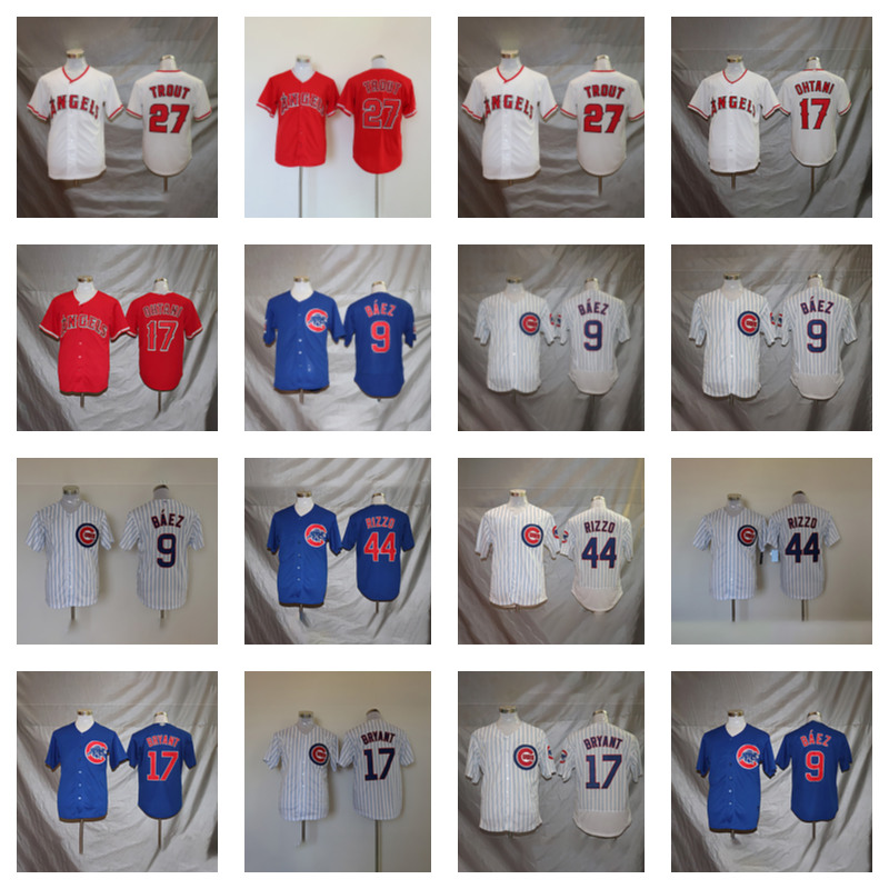 Baseball uniform 17 Shohei Ohtani 27 Mike Trout 9 Javier Báez Kris Bryant 44 Anthony Rizzo, Blue;black
Baseball uniform 17 Shohei Ohtani 27 Mike Trout 9 Javier Báez Kris Bryant 44 Anthony Rizzo, Blue;black