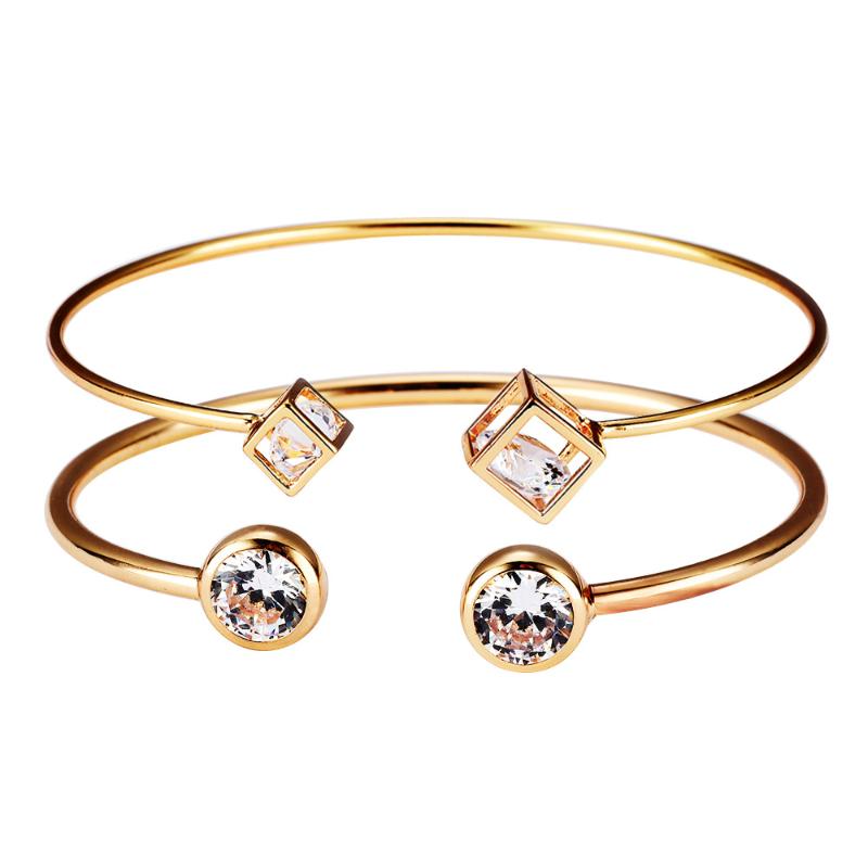 European And American Simple Jewelry Women's Geometric Square Diamond Round Open Bracelet Ins Bangle
European And American Simple Jewelry Women's Geometric Square Diamond Round Open Bracelet Ins Bangle