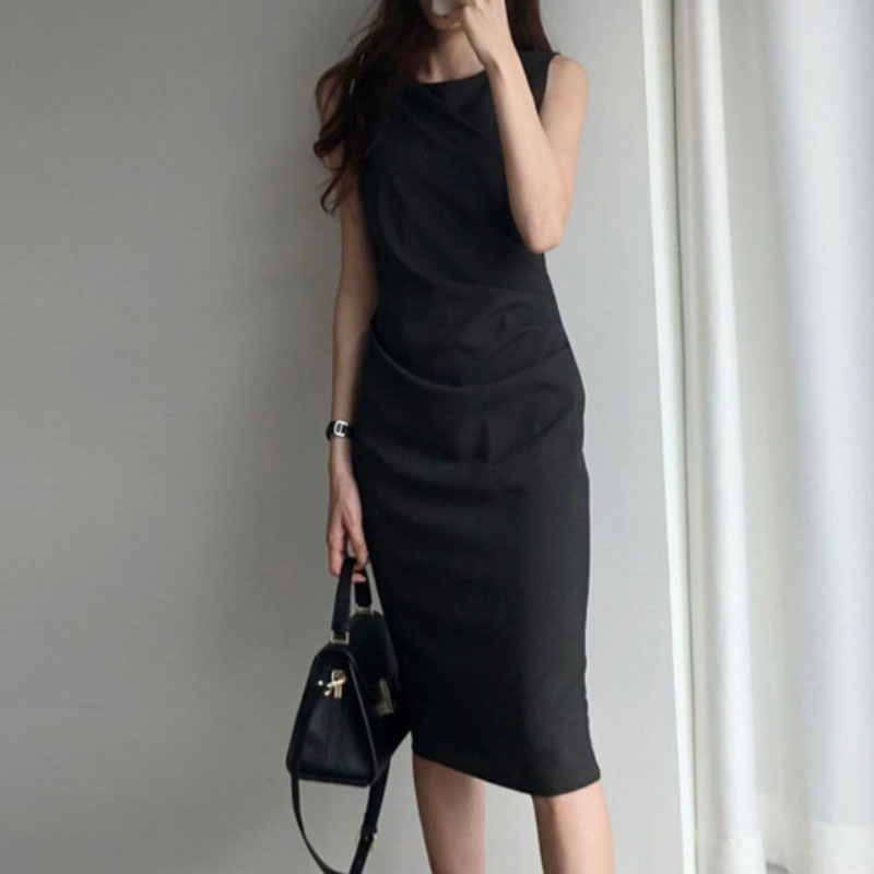 Women Office Lady Summer Dress Fashion Sleeveless Solid Slim Chic Wild Dresses Vestidos 210520