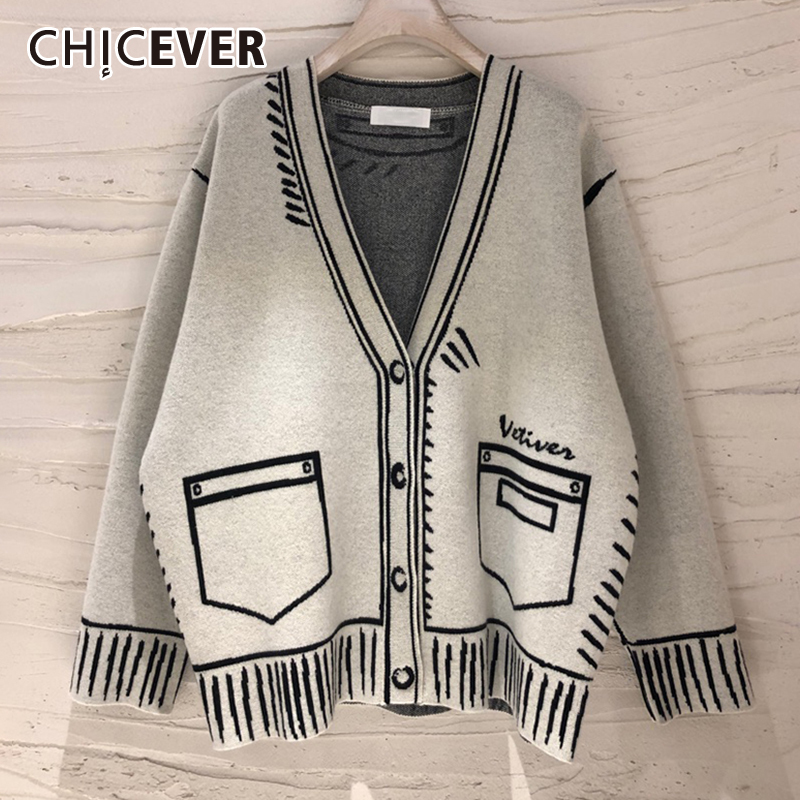 CHICEVER Casual Loose Sweaters For Women Print V Ne Long Sleeve Plus Size Elegant Cardigans Female Fashion Clothing 2021 Style, Black
CHICEVER Casual Loose Sweaters For Women Print V Ne Long Sleeve Plus Size Elegant Cardigans Female Fashion Clothing 2021 Style, Black