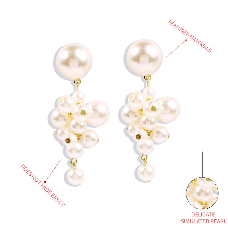 Elegant Gold Color Imitation Pearl Drop Earrings Statement For Women Party Jewelry Korean Design MG381 Dangle Chandelier